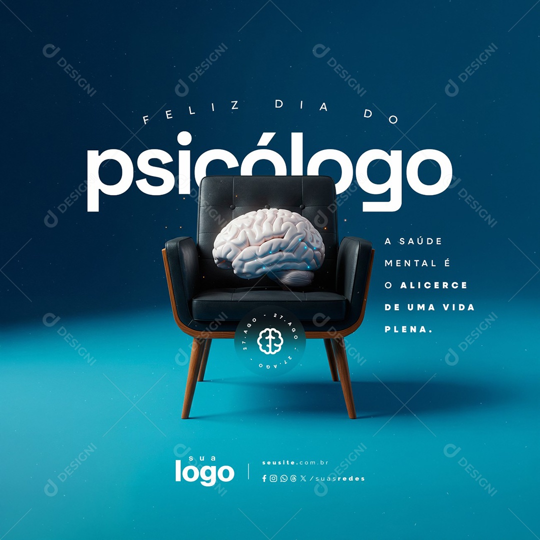 Dia Do Psicólogo 25 de Agosto Parabéns Social Media PSD Editável