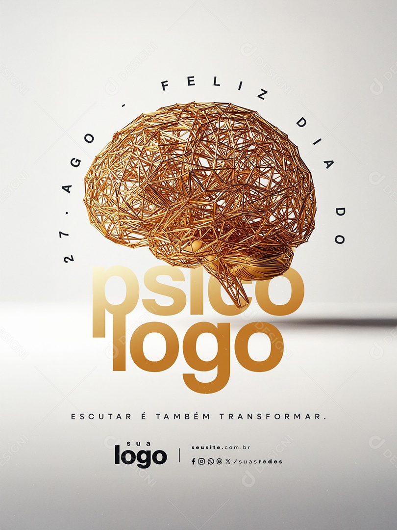 Dia Do Psicólogo 25 de Agosto Parabéns Social Media PSD Editável