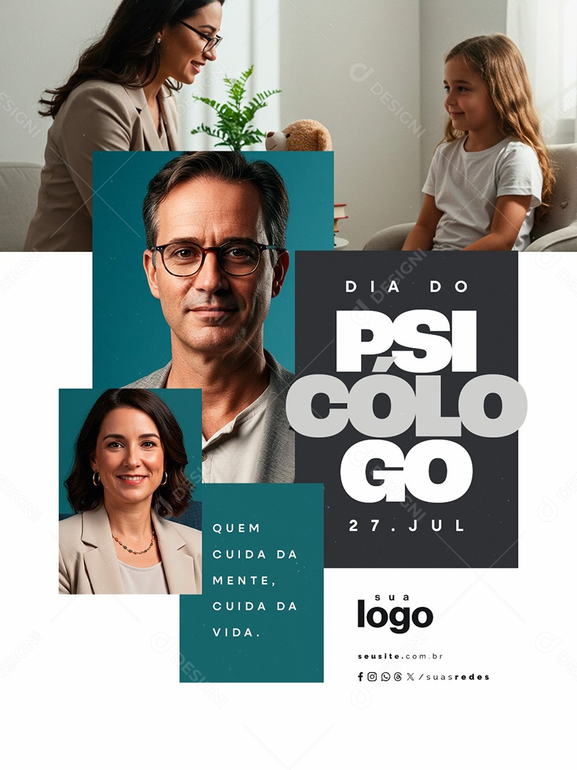 Dia Do Psicólogo 25 de Agosto Parabéns Social Media PSD Editável