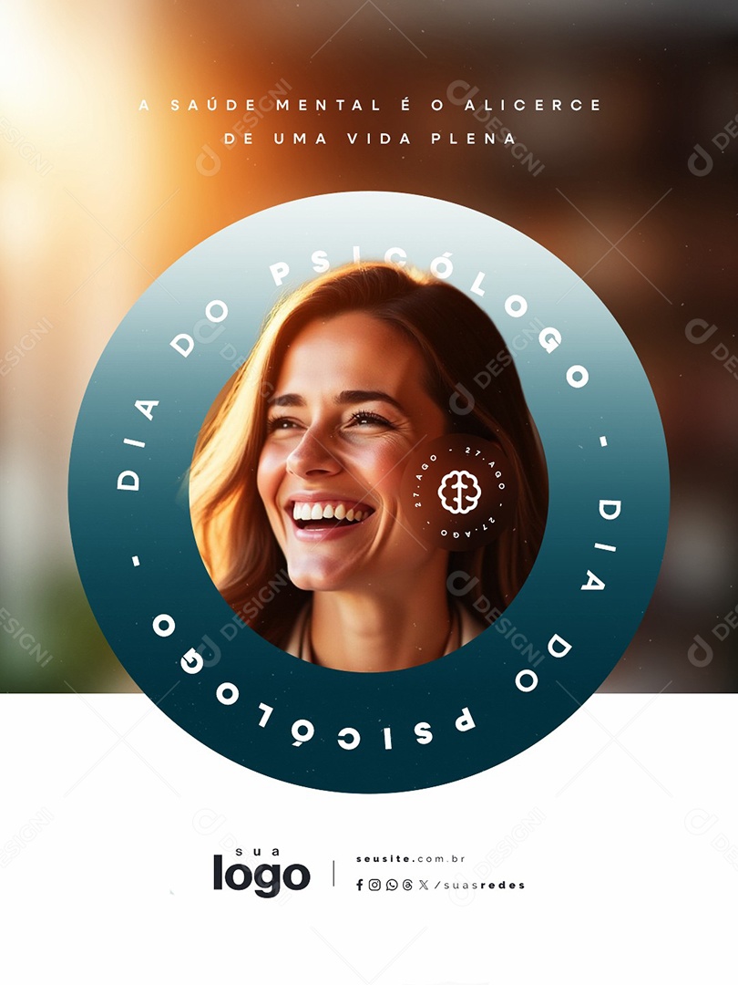 Dia Do Psicólogo 25 de Agosto Parabéns Social Media PSD Editável