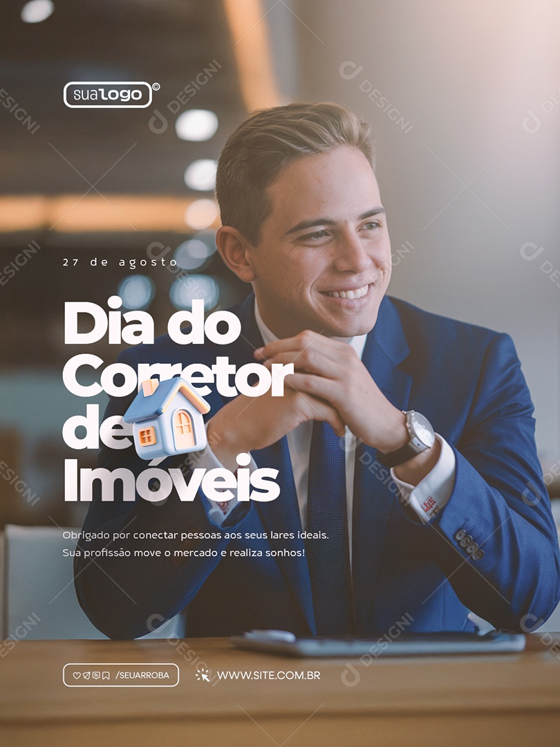 Dia do Corretor de Imóveis 27 de Agosto Social Media PSD Editável