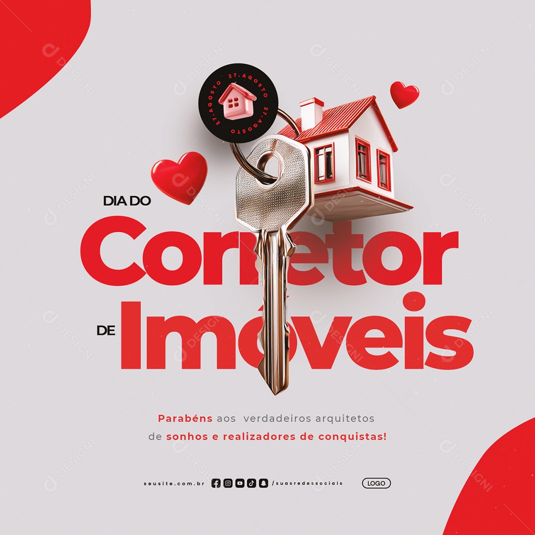 Dia do Corretor de Imóveis 27 de Agosto Social Media PSD Editável
