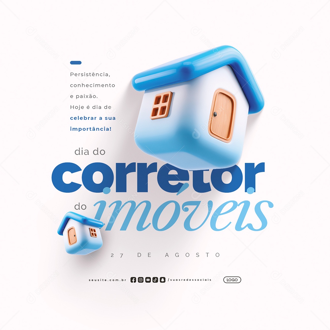Dia do Corretor de Imóveis 27 de Agosto Social Media PSD Editável