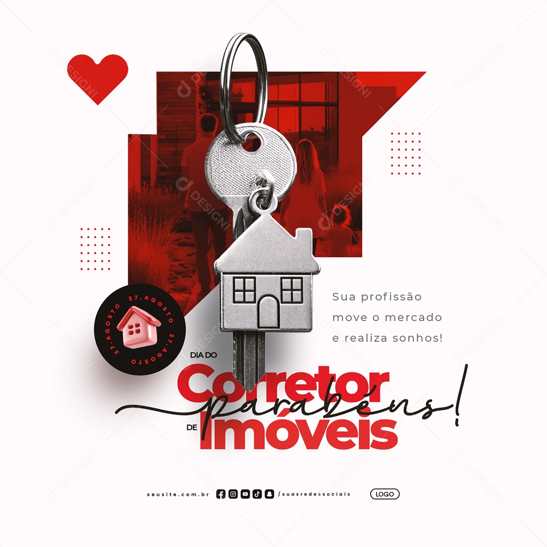 Dia do Corretor de Imóveis 27 de Agosto Social Media PSD Editável