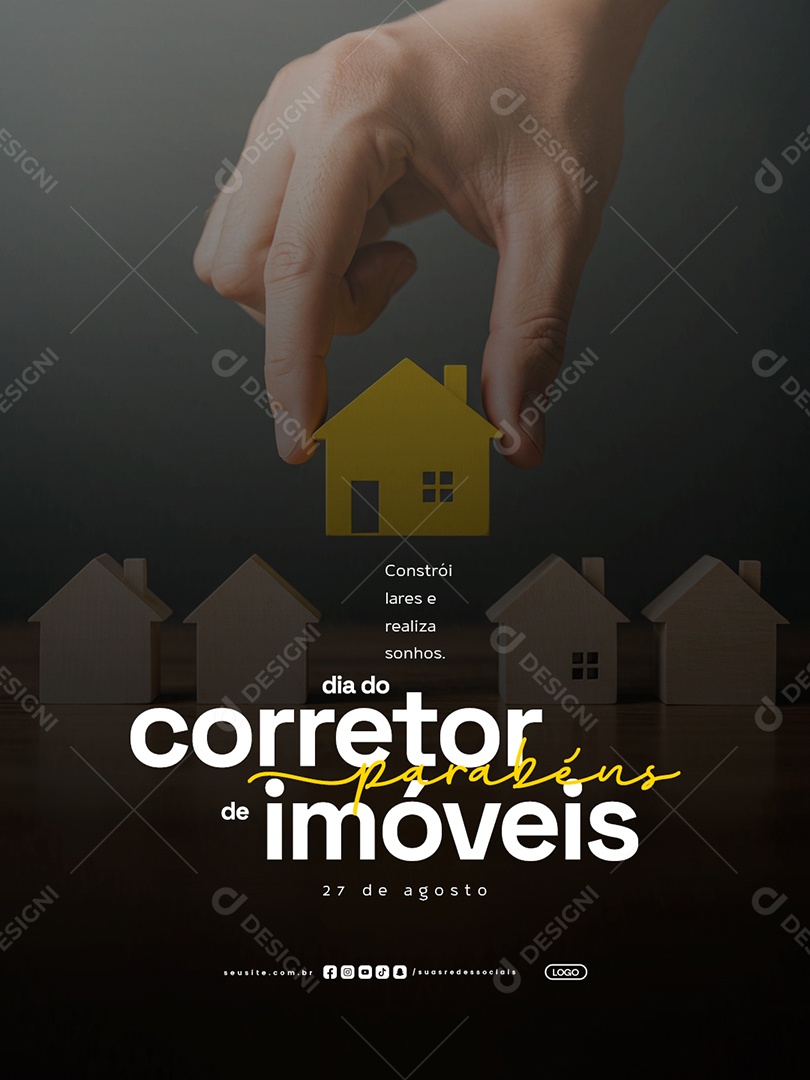 Dia do Corretor de Imóveis 27 de Agosto Social Media PSD Editável