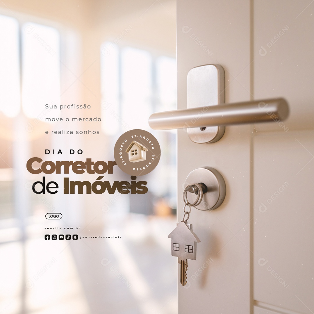 Dia do Corretor de Imóveis 27 de Agosto Social Media PSD Editável