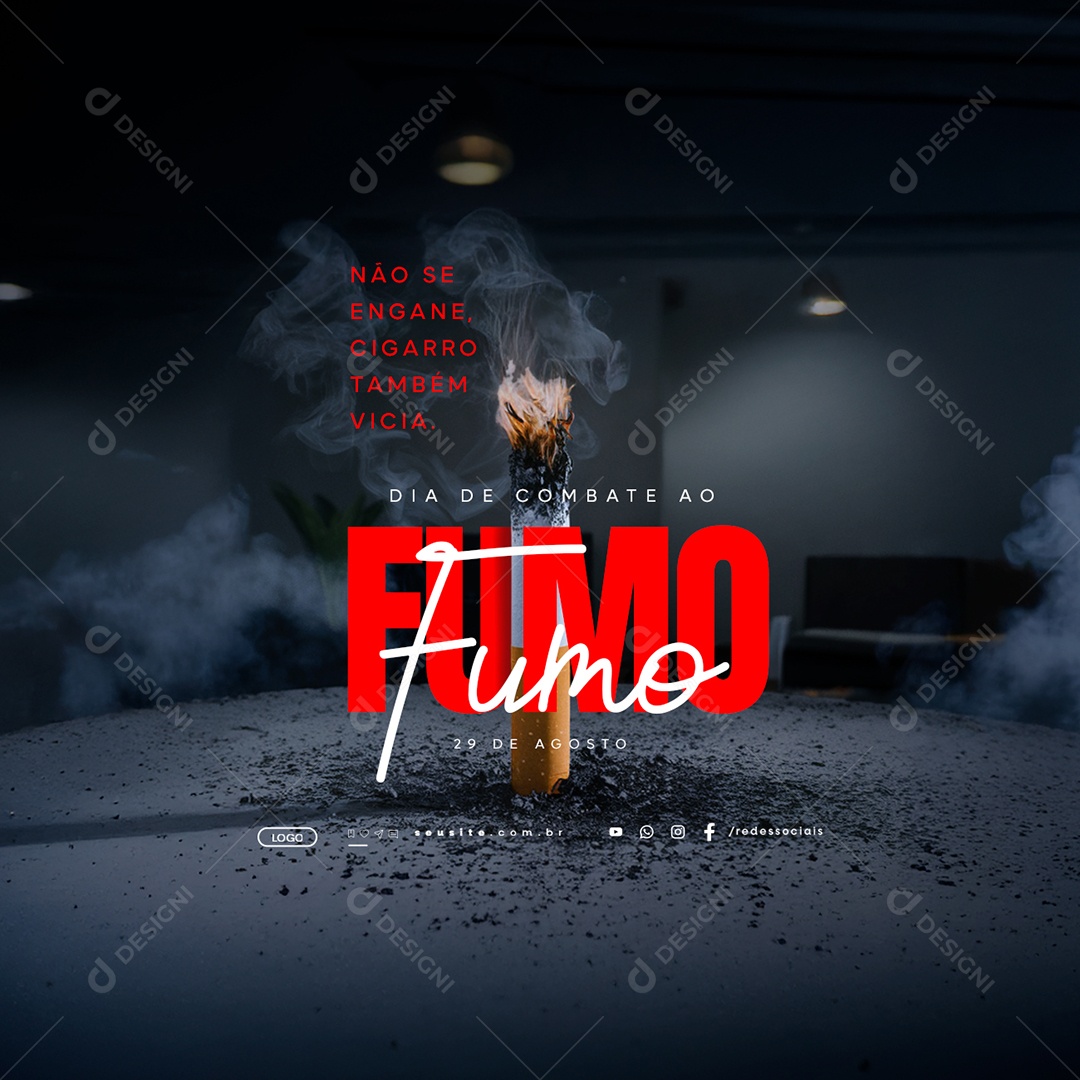 Dia Nacional de Combate ao Fumo 29 de Agosto Social Media PSD Editável