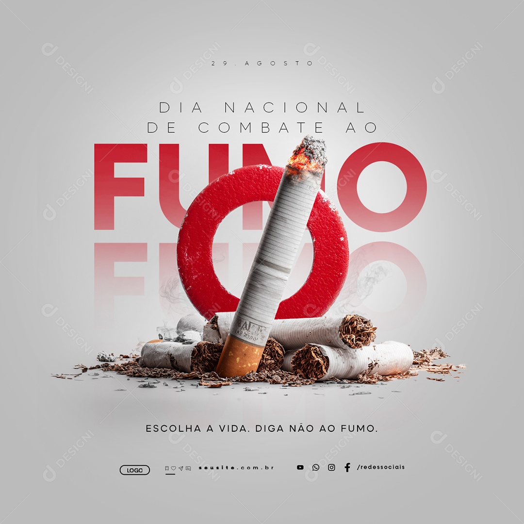 Dia Nacional de Combate ao Fumo 29 de Agosto Social Media PSD Editável