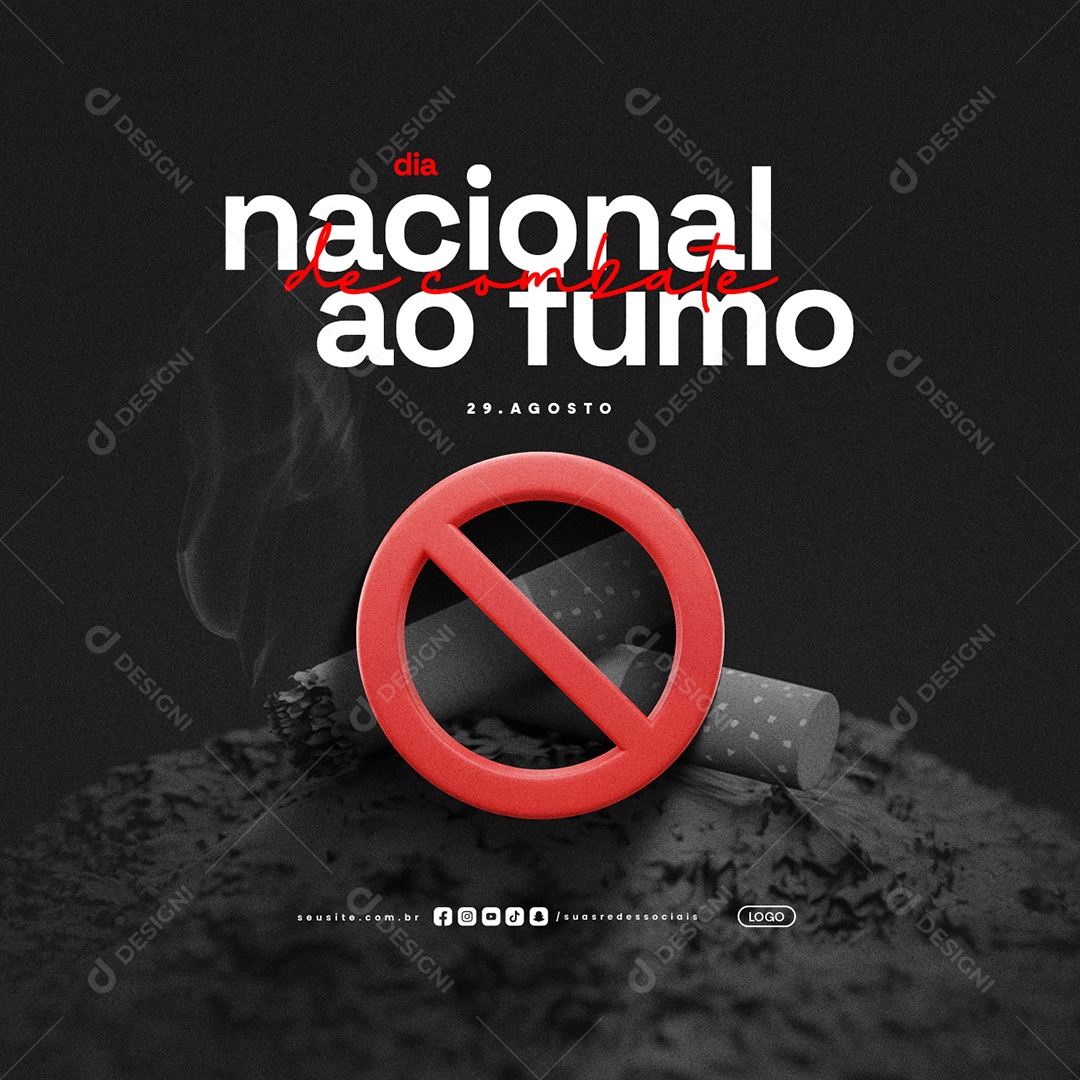 Dia Nacional de Combate ao Fumo 29 de Agosto Social Media PSD Editável