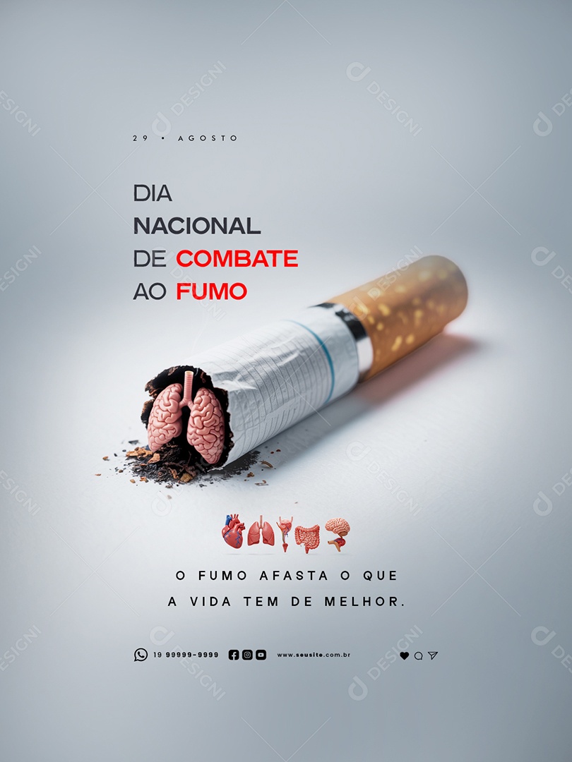 Dia Nacional de Combate ao Fumo 29 de Agosto Social Media PSD Editável