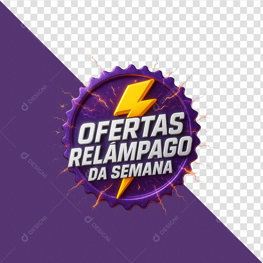 Ofertas Relampago Da Semana Selo 3D para Composição PSD