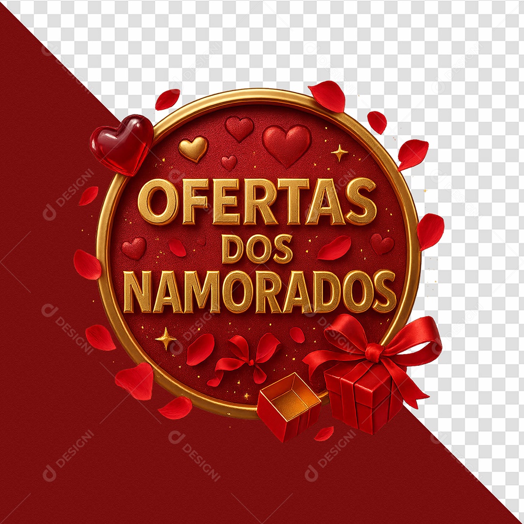Oferta Dia dos Namorados Selo 3D Para Composição PSD