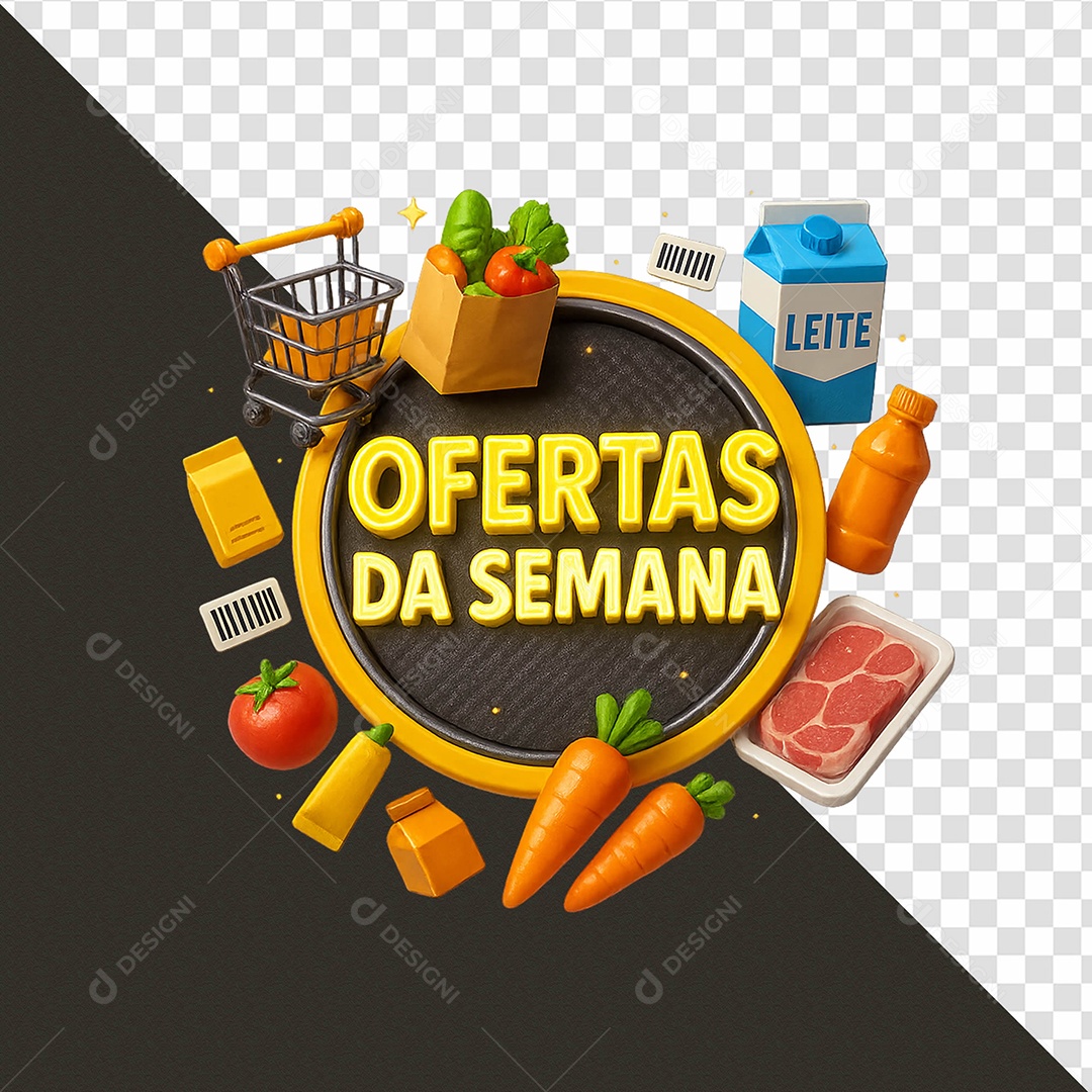 Ofertas da Semana Selo 3D para Composição PSD