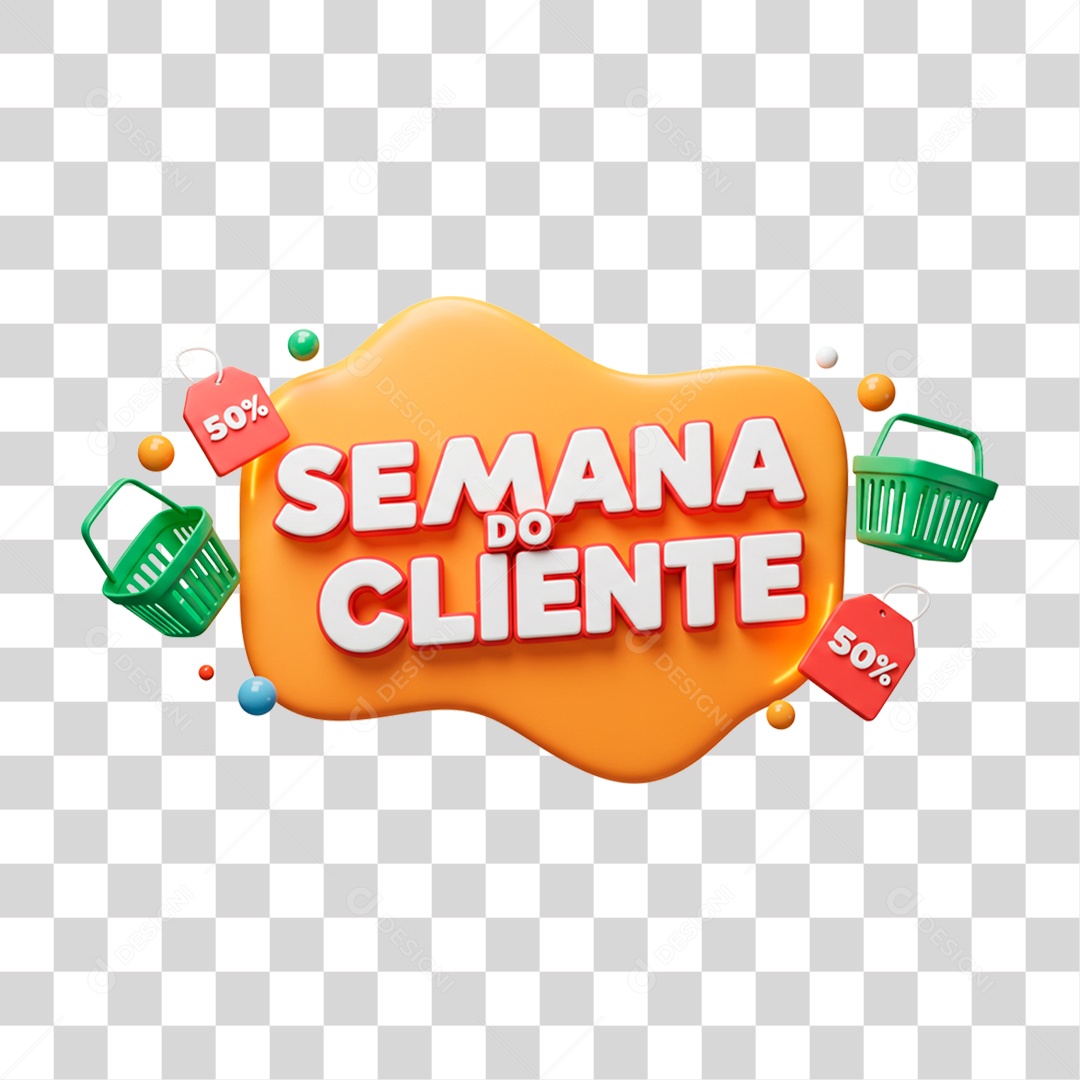 Selo 3D Semana do Cliente PNG Transparente