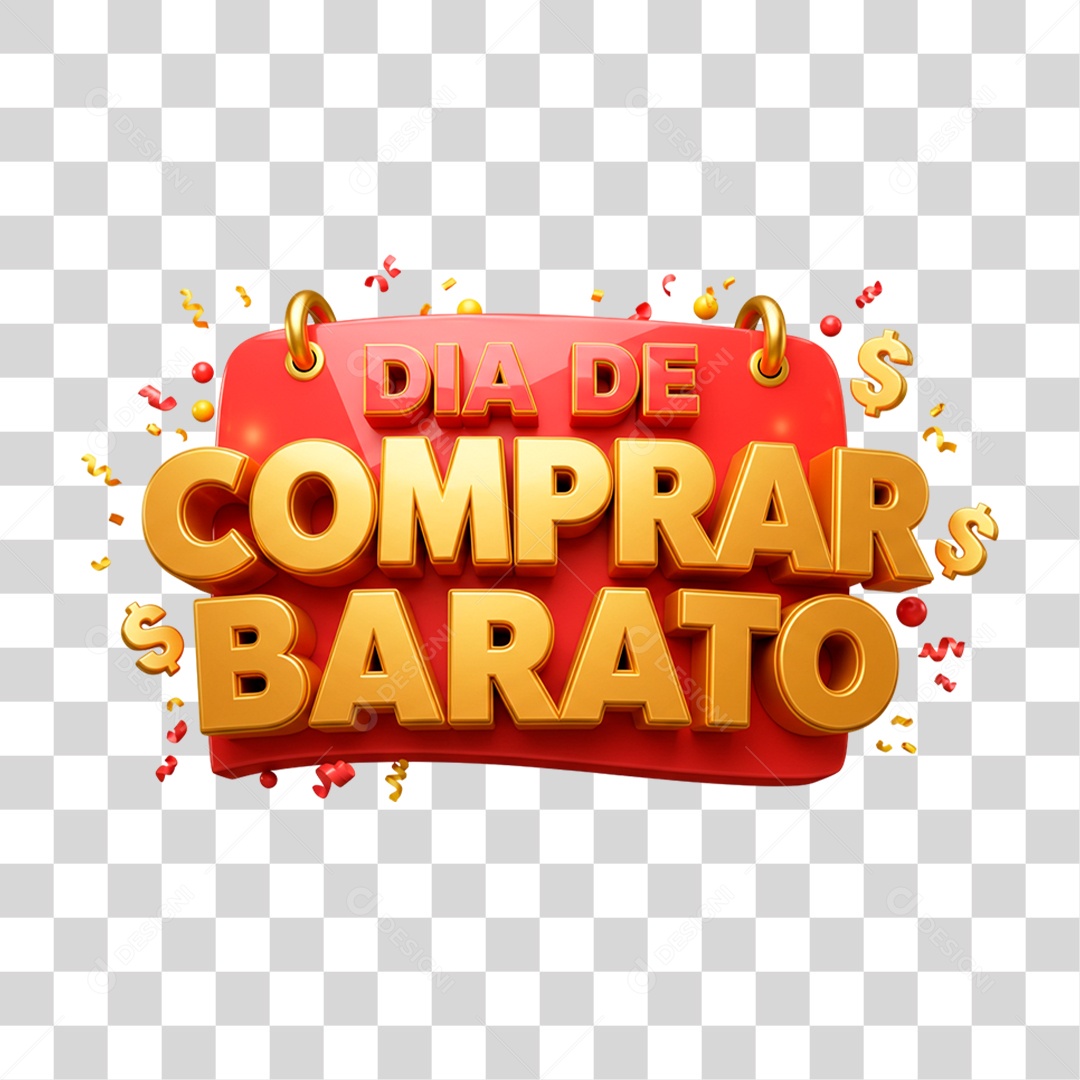 Selo 3D Dia de Comprar Barato PNG Transparente