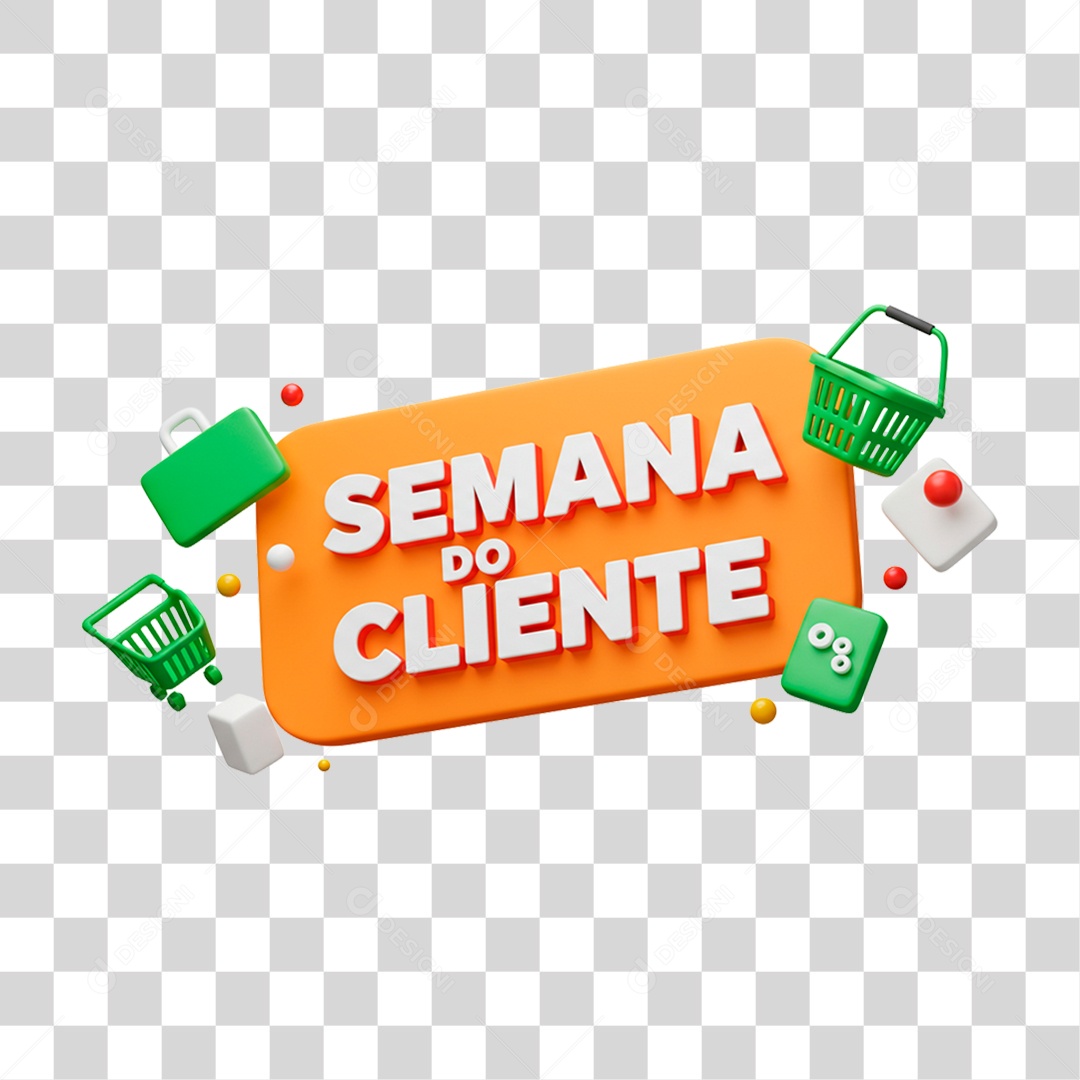 Selo 3D Semana do Cliente PNG Transparente