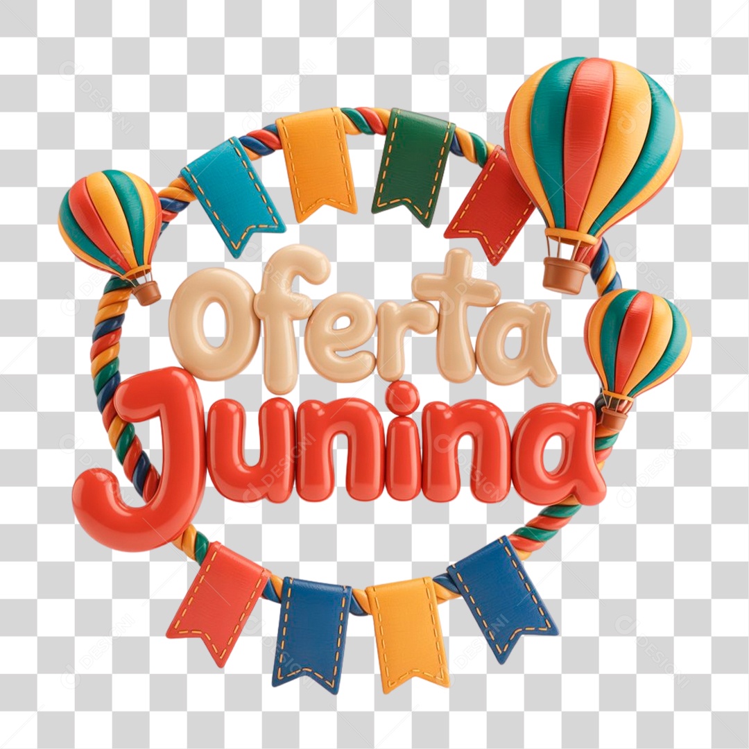Selo 3D Oferta Junina PNG Transparente
