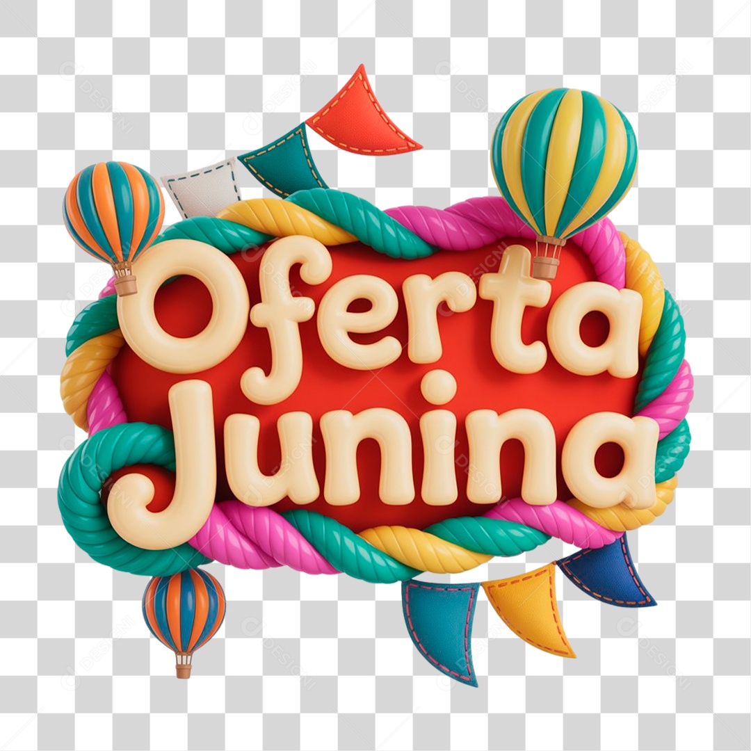 Selo 3D Oferta Junina PNG Transparente