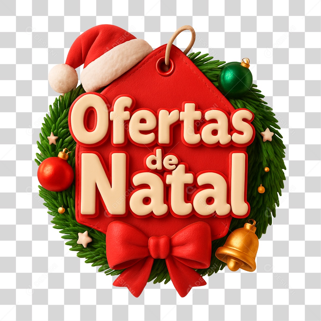 Selo 3D Oferta de Natal PNG Transparece