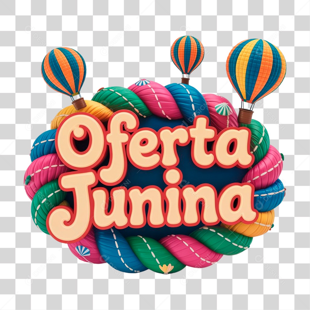 Selo 3D Oferta Junina PNG Transparente