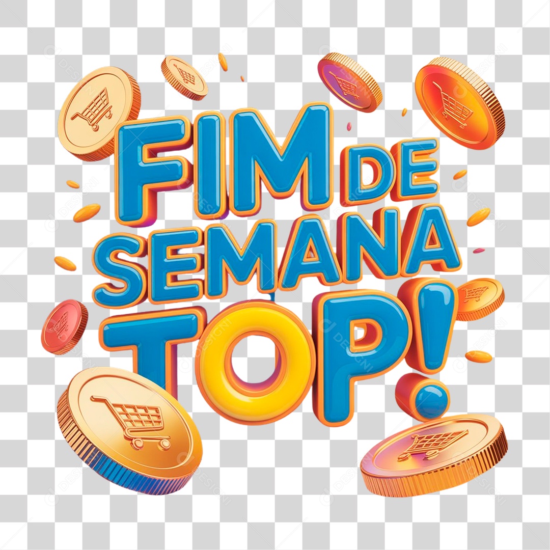 Selo 3D Fim de Semana Top PNG Transparente
