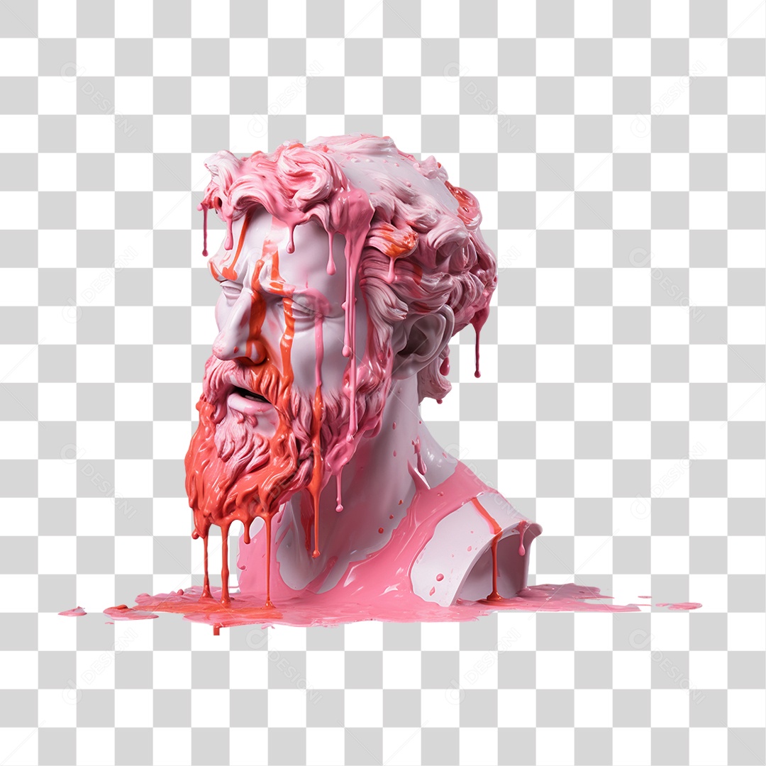 Estátua com Tinta Rosa PNG Transparente