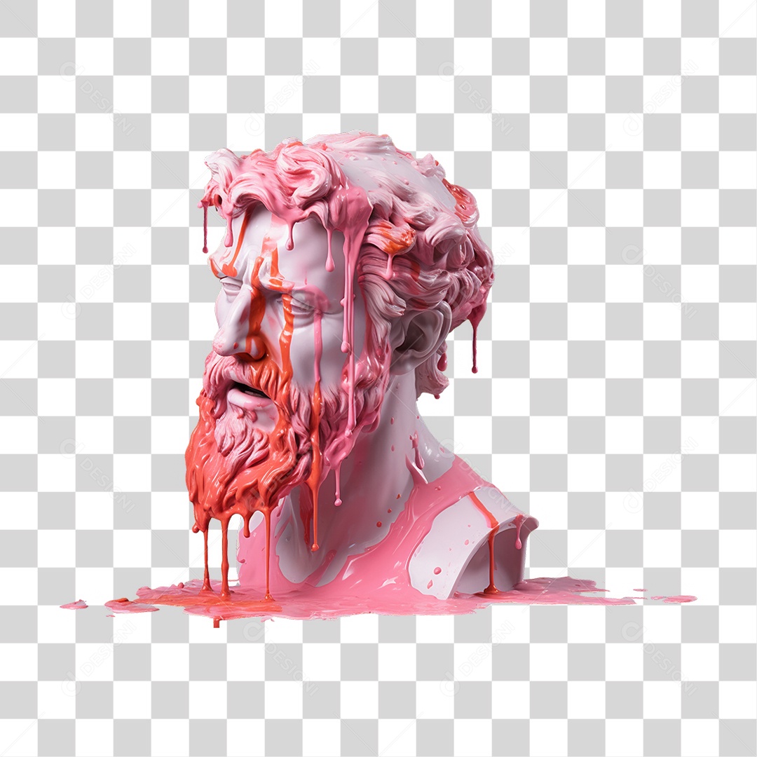 Estátua com Tinta Rosa PNG Transparente