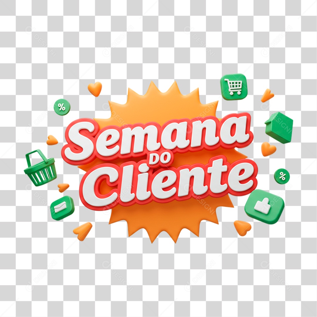 Selo 3D Semana do Cliente PNG Transparente