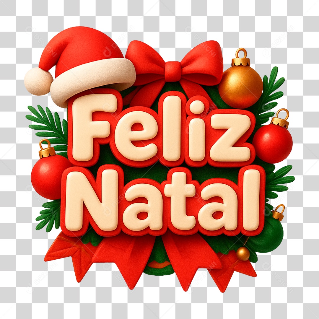 Selo 3D Feliz Natal PNG Transparente