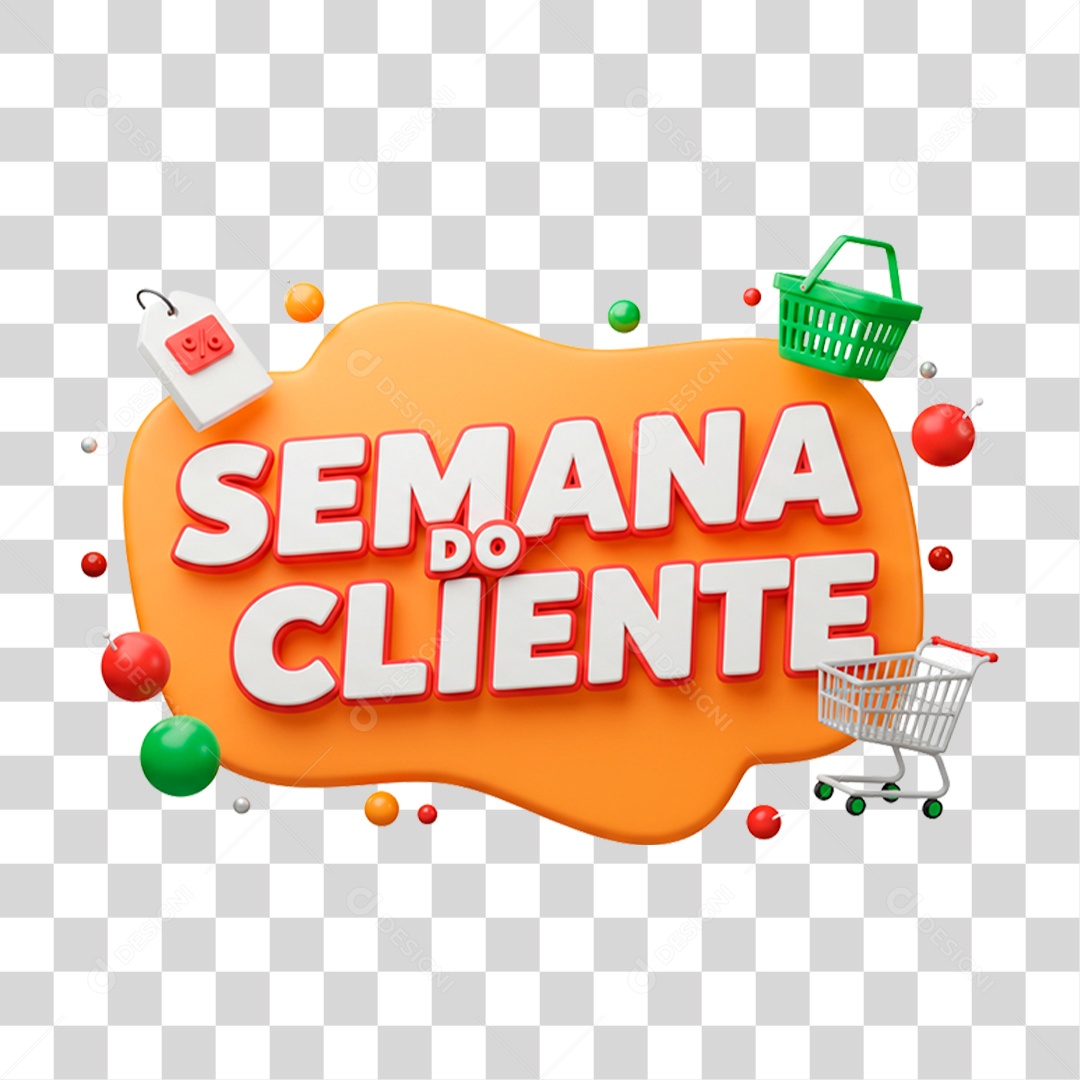 Selo 3D Semana do Cliente PNG Transparente