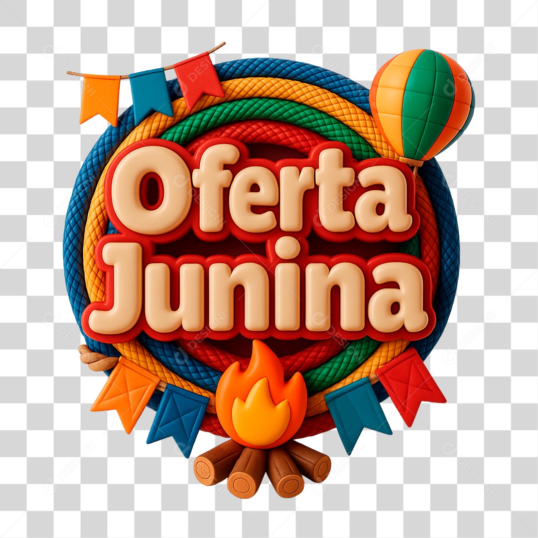 Selo 3D Oferta Junina PNG Transparente