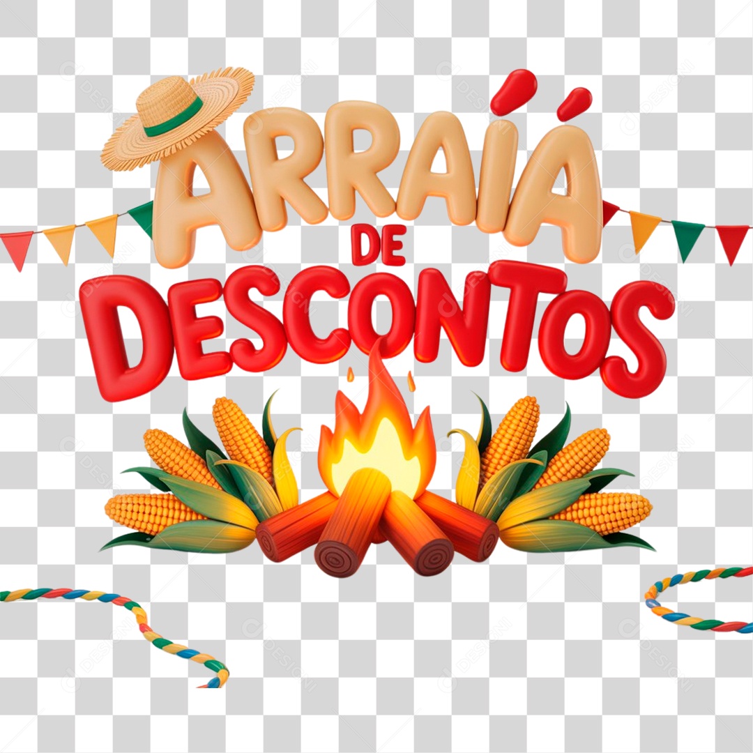 Selo 3D Arraiá de Descontos PNG Transparente