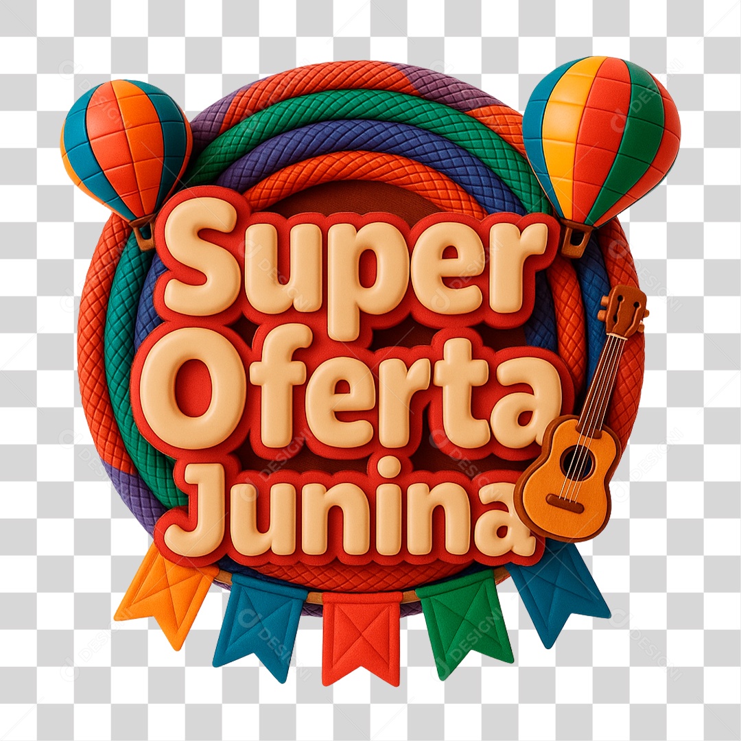 Selo 3D Super Oferta Junina PNG Transparente