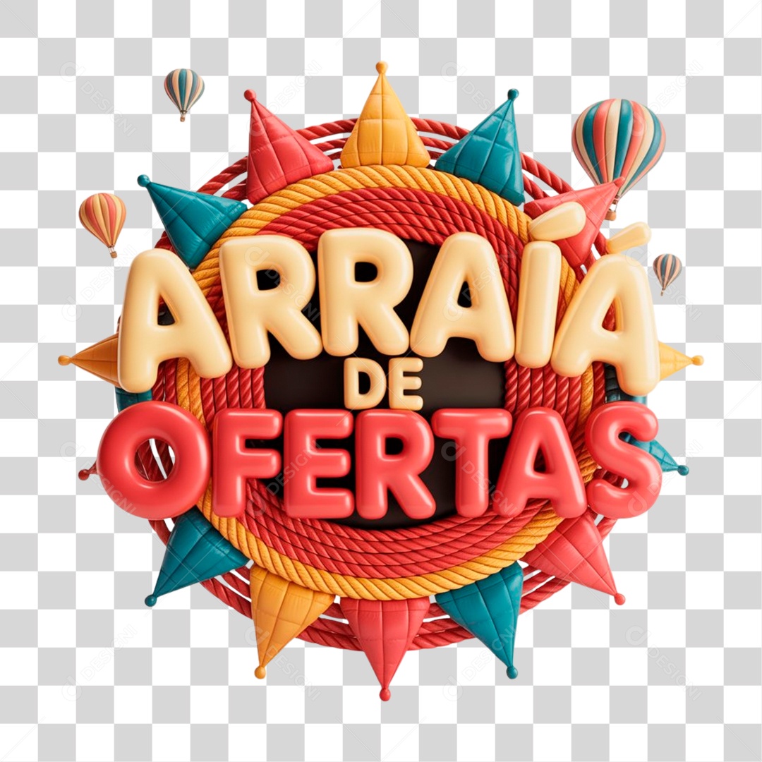 Selo 3D Arraiá de Ofertas PNG Transparente