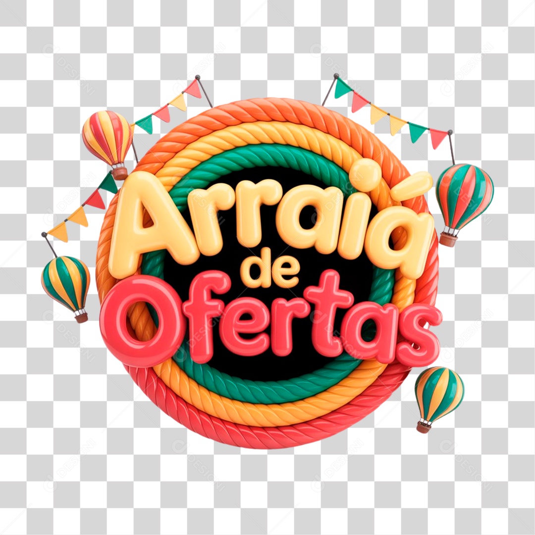 Selo 3D Arraiá de Ofertas PNG Transparente
