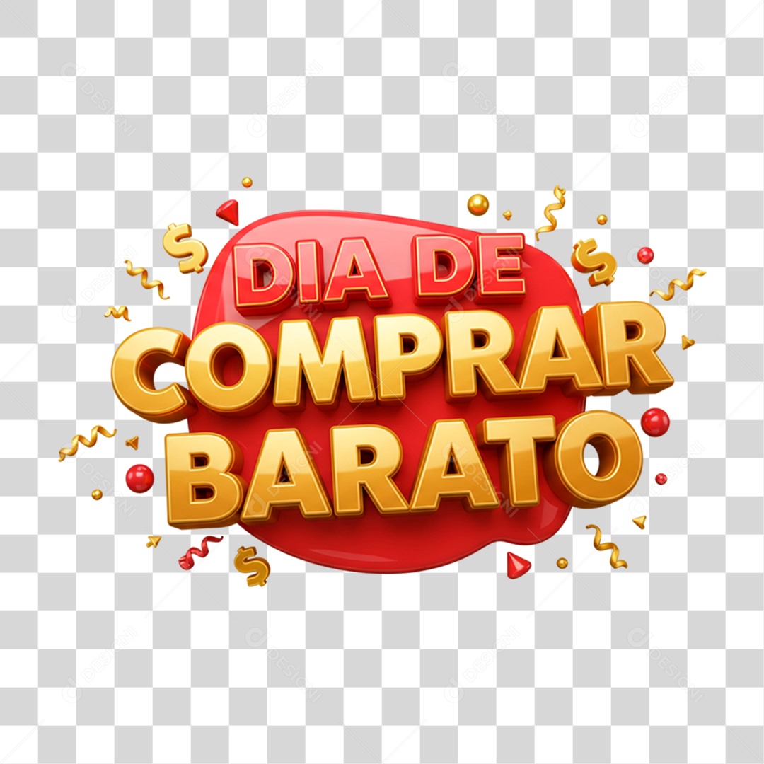 Selo 3D Dia de Comprar Barato PNG Transparente