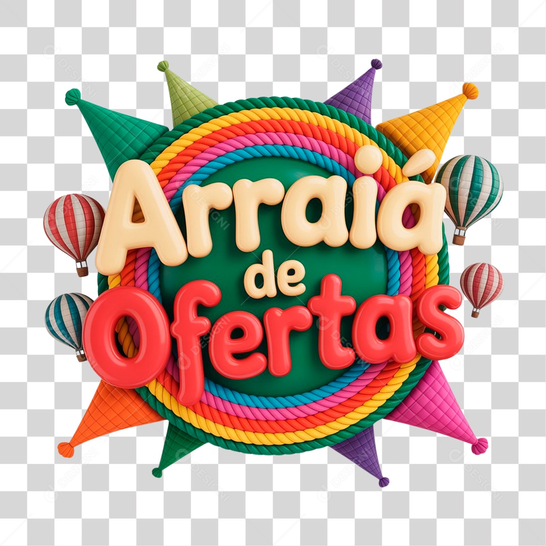 Selo 3D Arraiá de Ofertas PNG Transparente