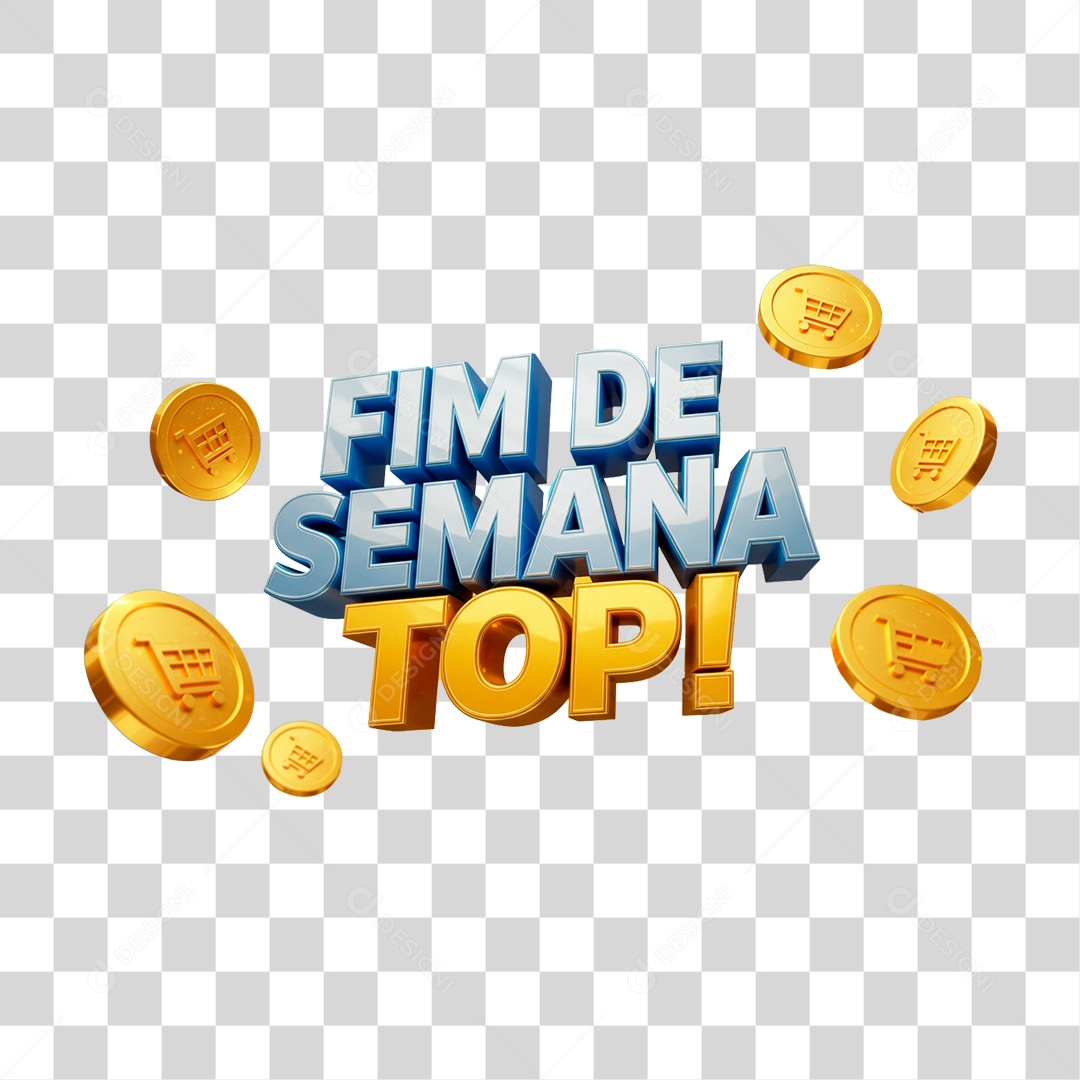 Selo 3D Fim de Semana Top PNG Transparente