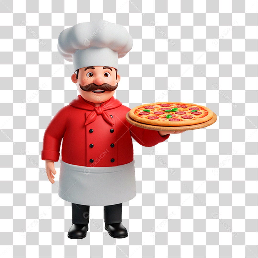 Personagem 3D Pizzaiolo PNG Transparente