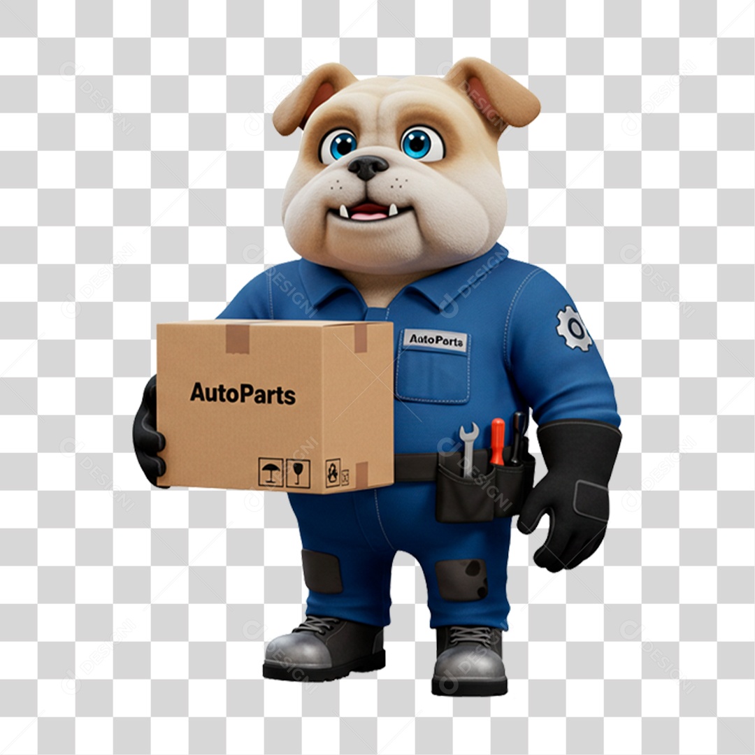 Mascote 3D Cachorro Mecânico PNG Transparente