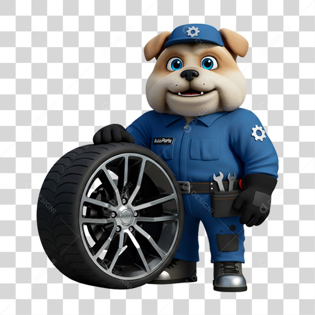 Mascote 3D Cachorro Mecânico PNG Transparente