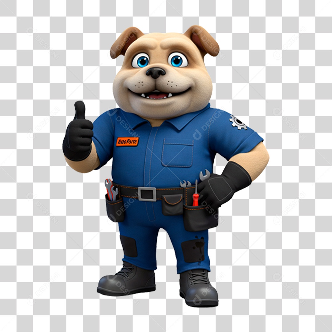 Mascote 3D Cachorro Mecânico PNG Transparente