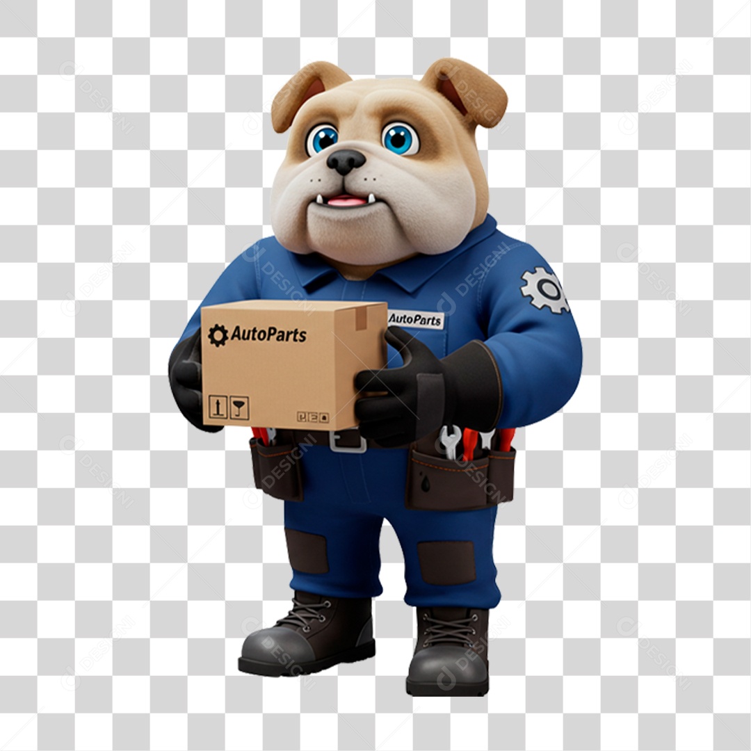 Mascote 3D Cachorro Mecânico PNG Transparente