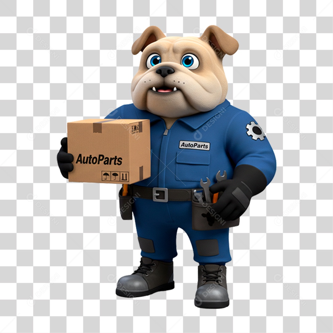 Mascote 3D Cachorro Mecânico PNG Transparente