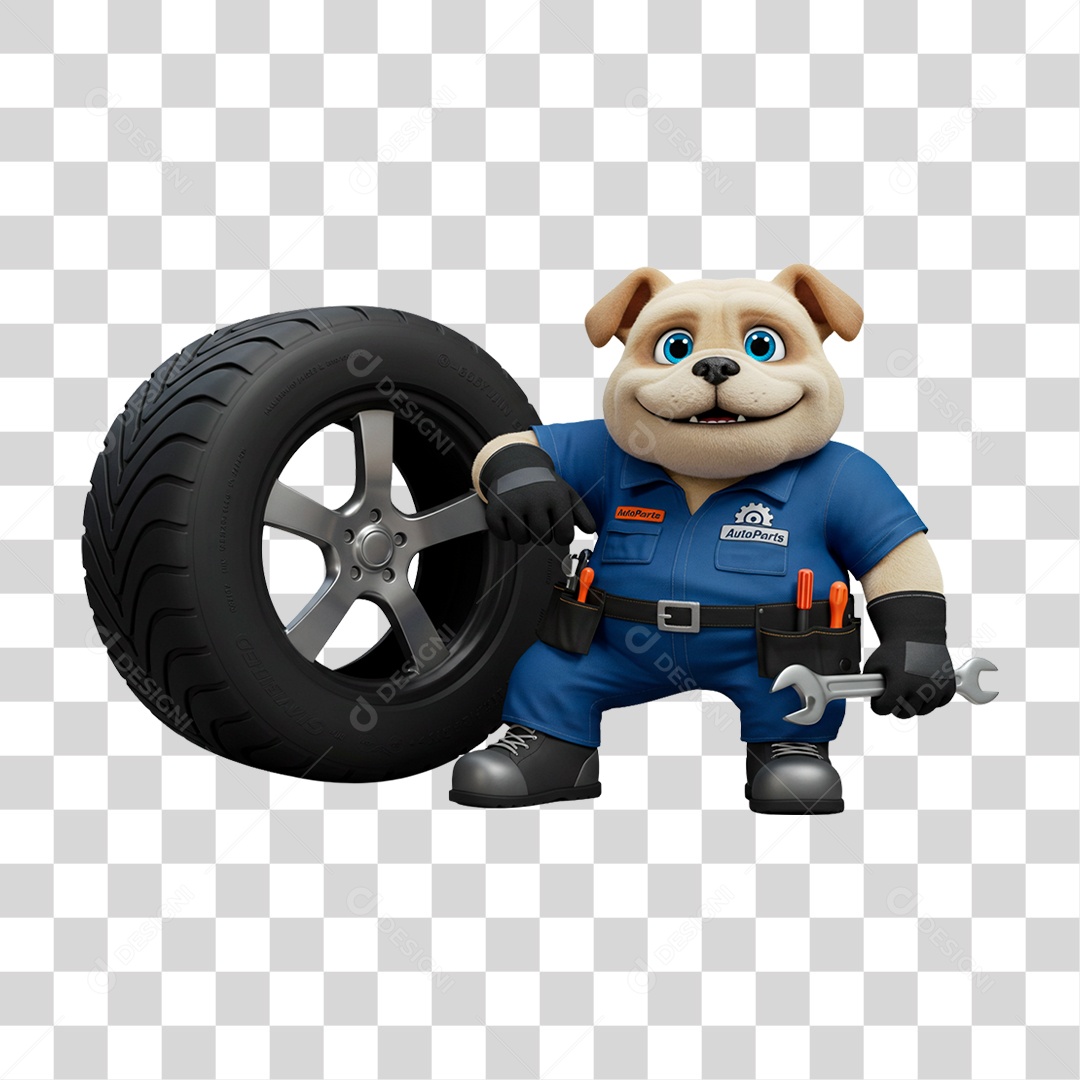 Mascote 3D Cachorro Mecânico PNG Transparente