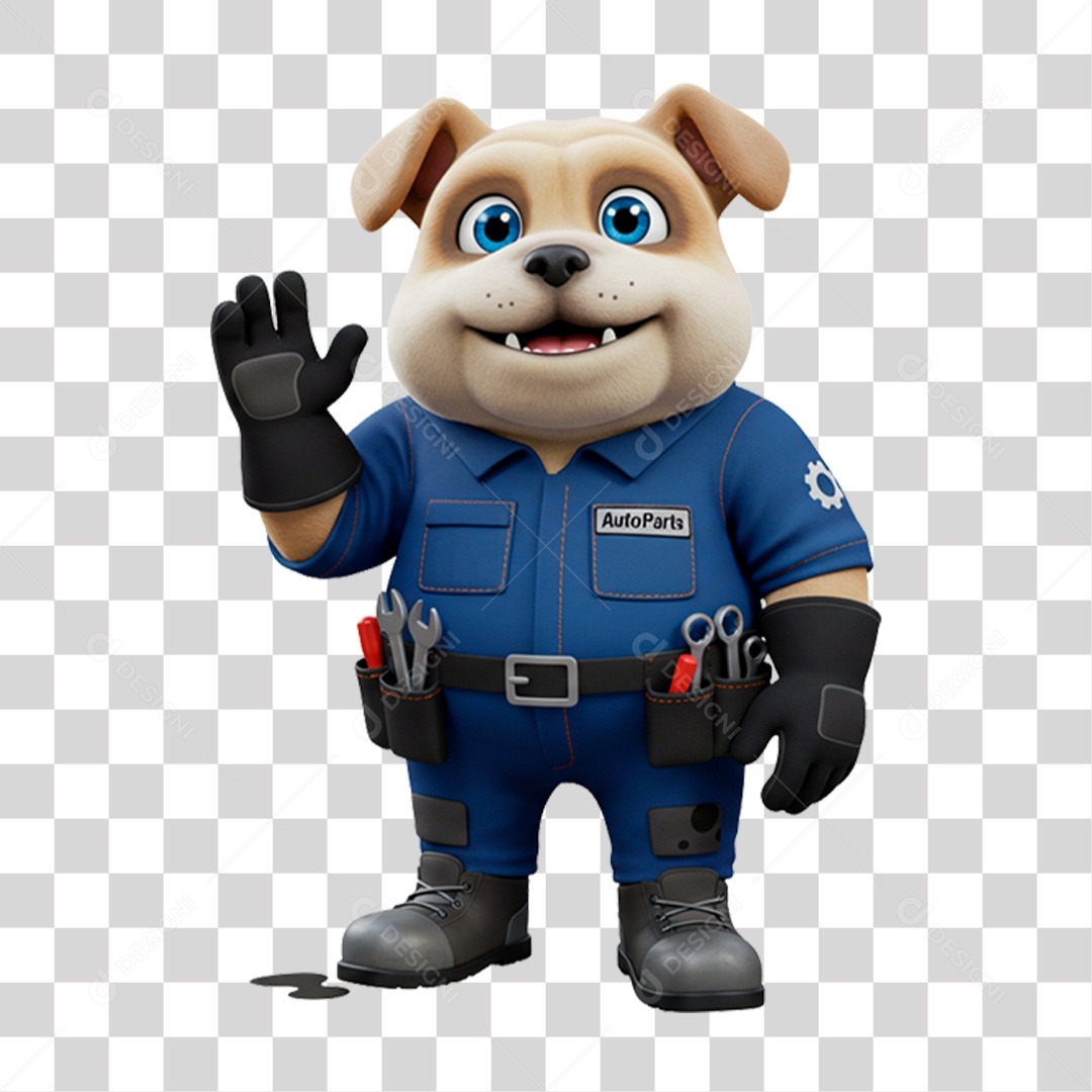 Mascote 3D Cachorro Mecânico PNG Transparente