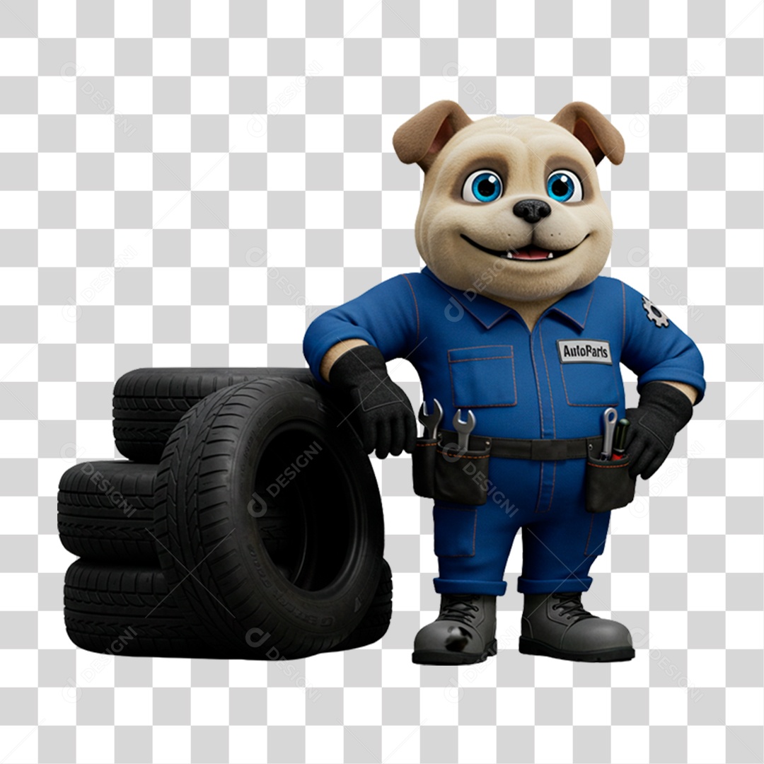 Mascote 3D Cachorro Mecânico PNG Transparente