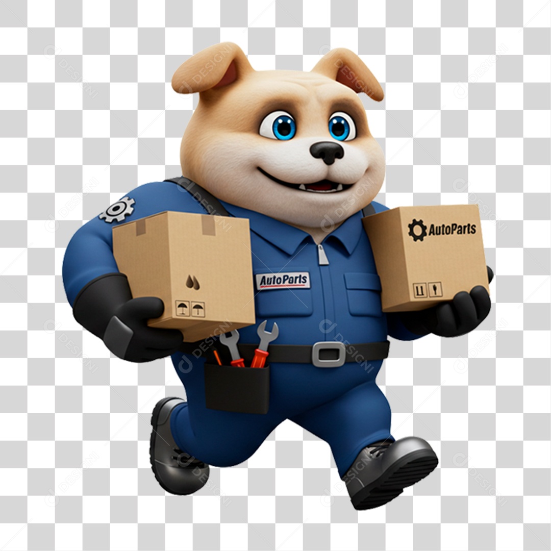 Mascote 3D Cachorro Mecânico PNG Transparente
