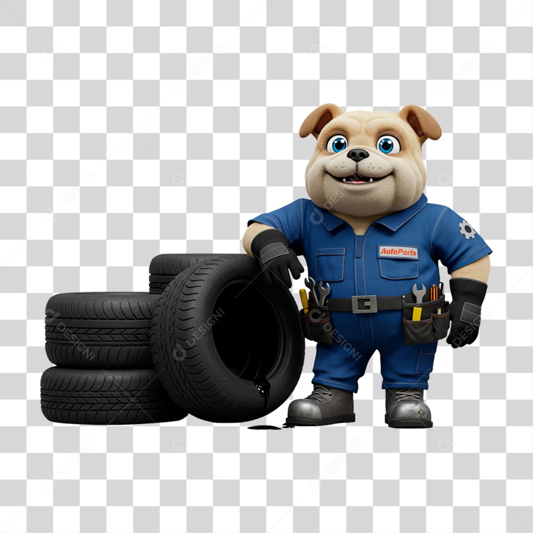 Mascote 3D Cachorro Mecânico PNG Transparente
