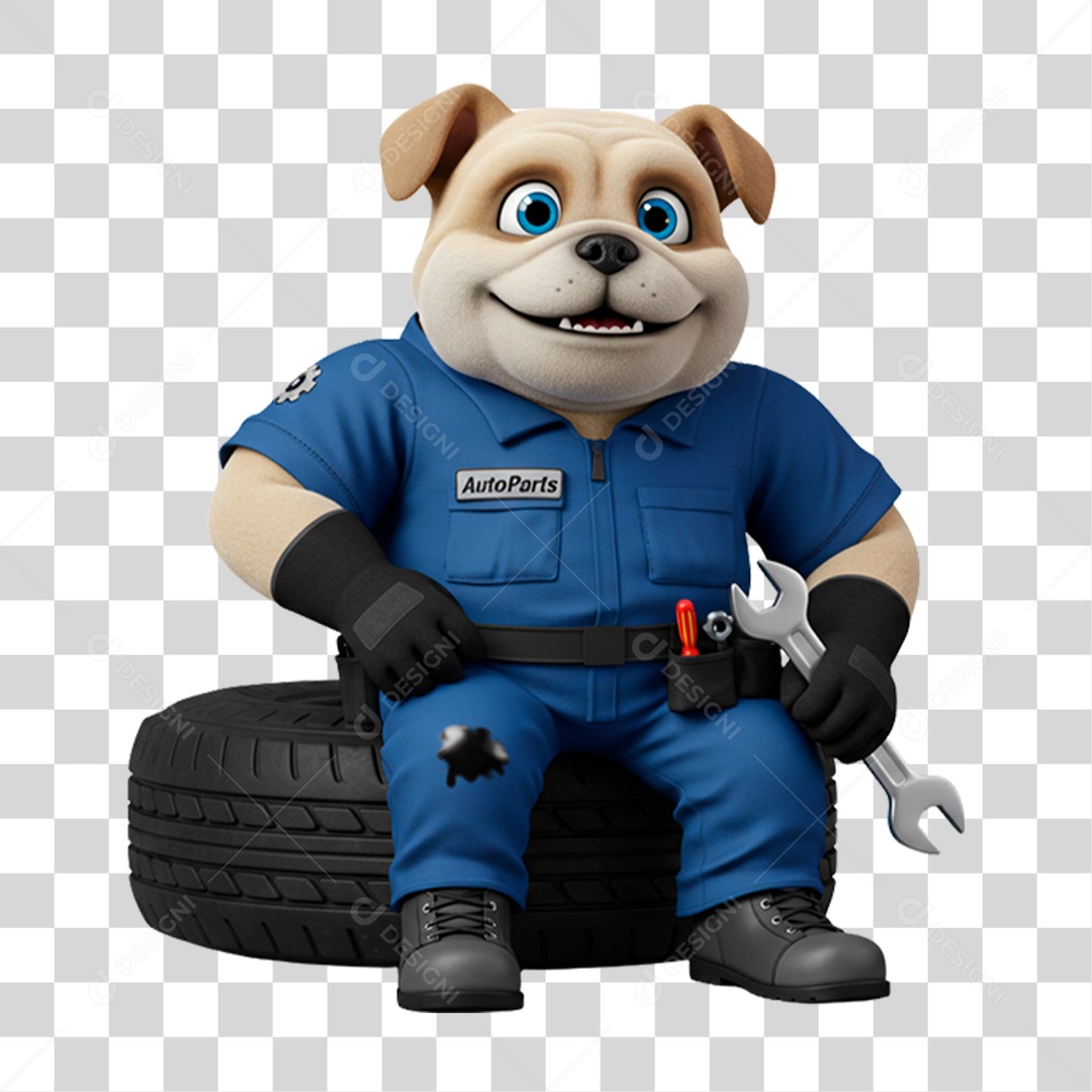 Mascote 3D Cachorro Mecânico PNG Transparente